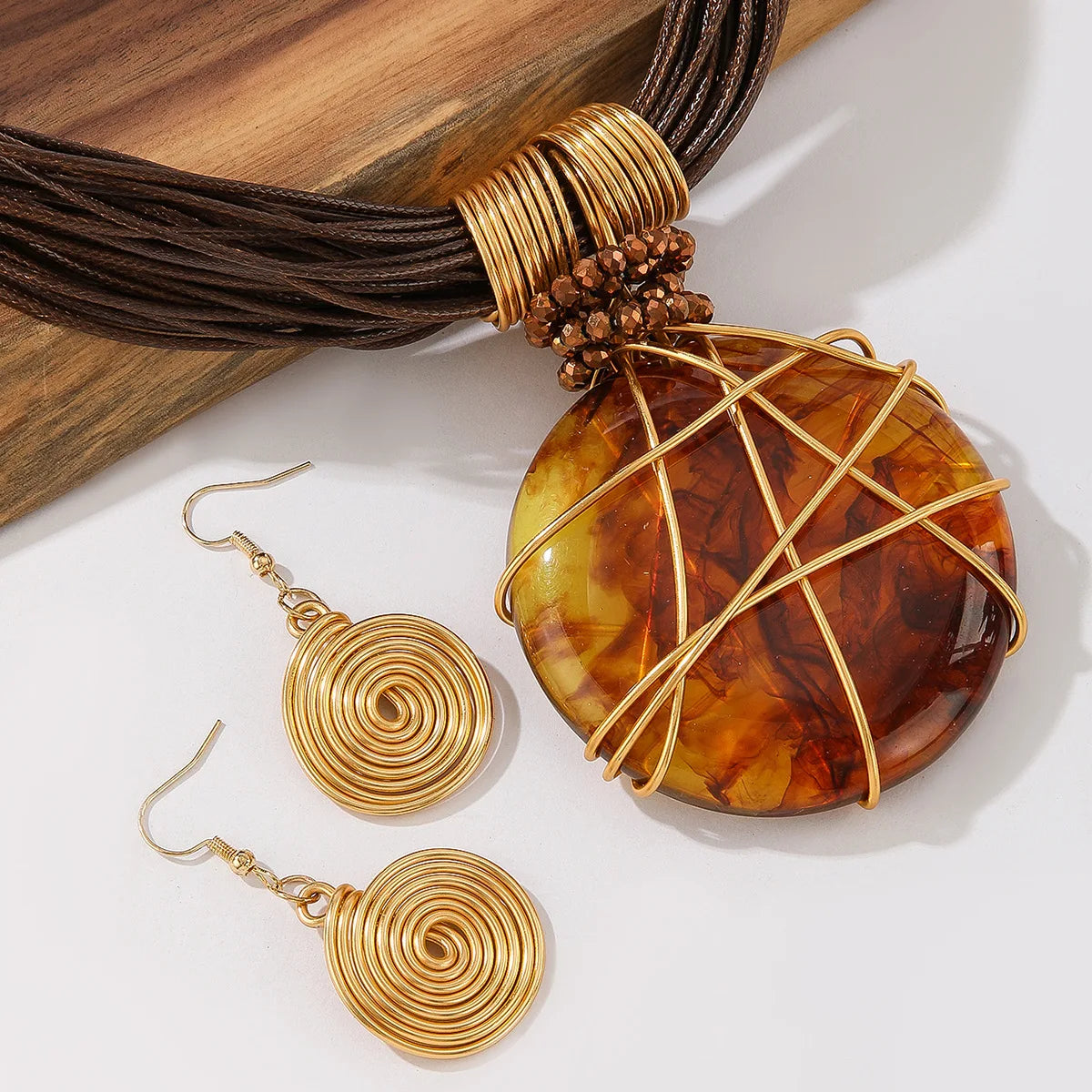 Hand-Woven Resin & Aluminum Statement Set
