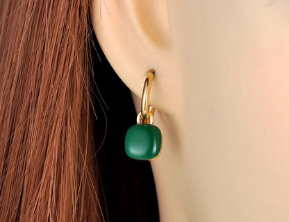 Colorblock Charm Hoop Earrings
