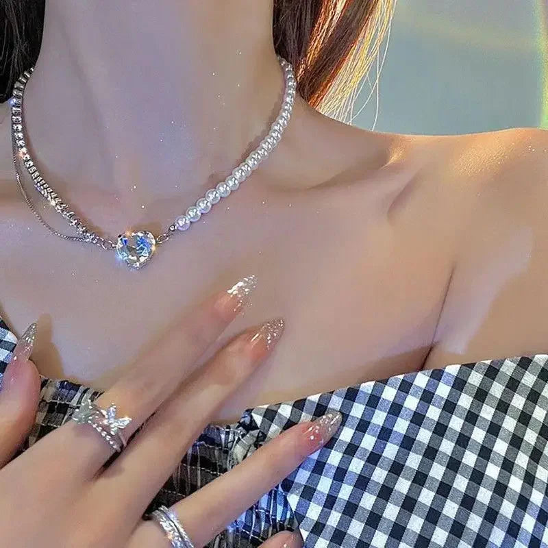 Elegant Beaded Pearl Necklace Women