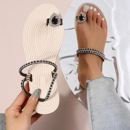 Luxury Rhinestone Flat Sandals