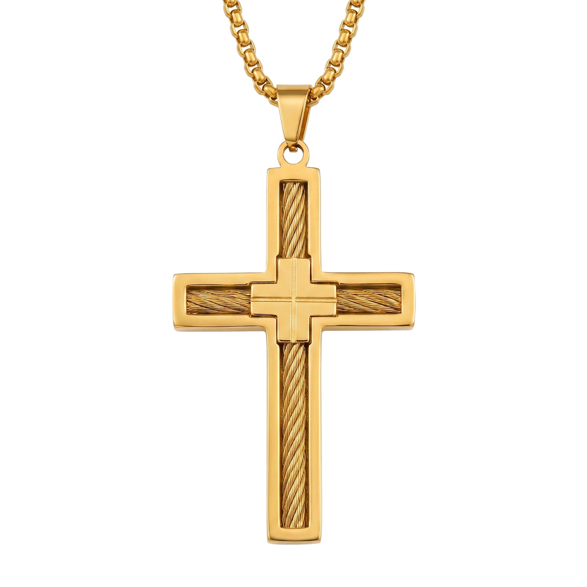 Urban Steel Wire Cross Pendant Necklace