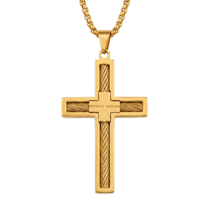 Urban Steel Wire Cross Pendant Necklace