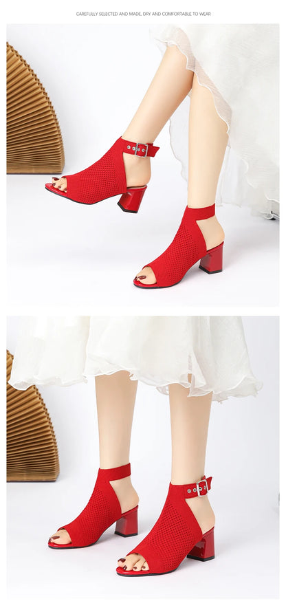 Chic Knit Peep Toe Sandals