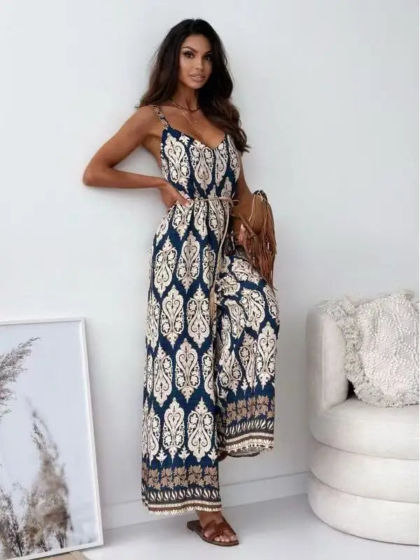 Boho Printed Wide-Leg Jumpsuit