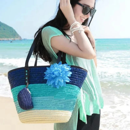 Sun-Drenched Striped Handwoven Straw Tote