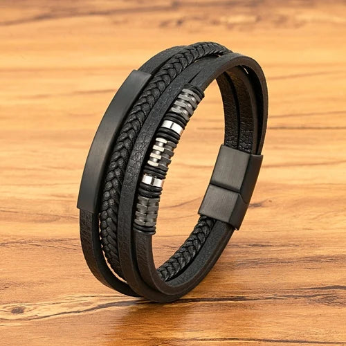 Braided Leather Statement Bracelet