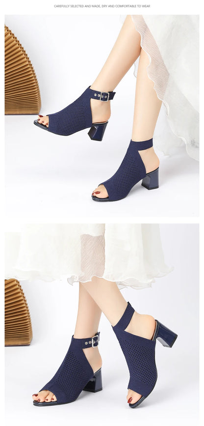 Chic Knit Peep Toe Sandals
