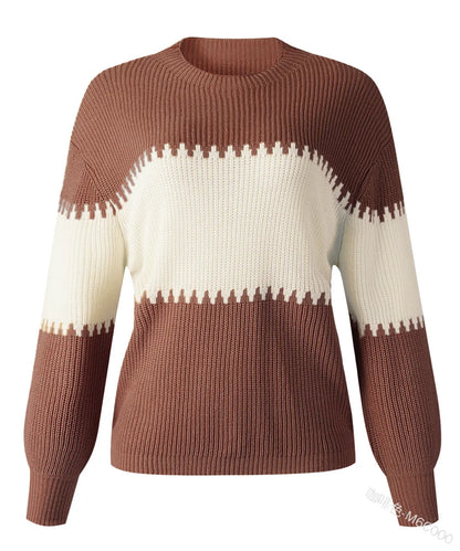 Effortless Chic Color Block Knit Sweater