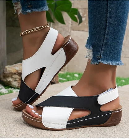 Casual Style Colorblock Wedge Sandals