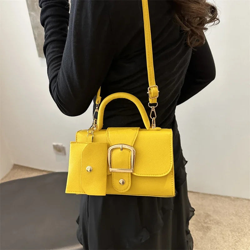 Structured Buckle Top-Handle Mini Bag