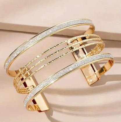 Frosted Gold Geometric Cuff Bracelet