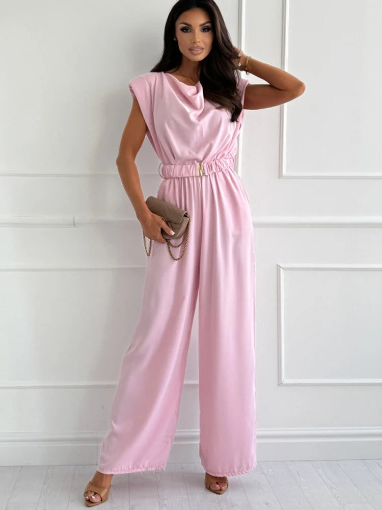 Sophia Elegant Wide Leg Jumpsuit with Belt