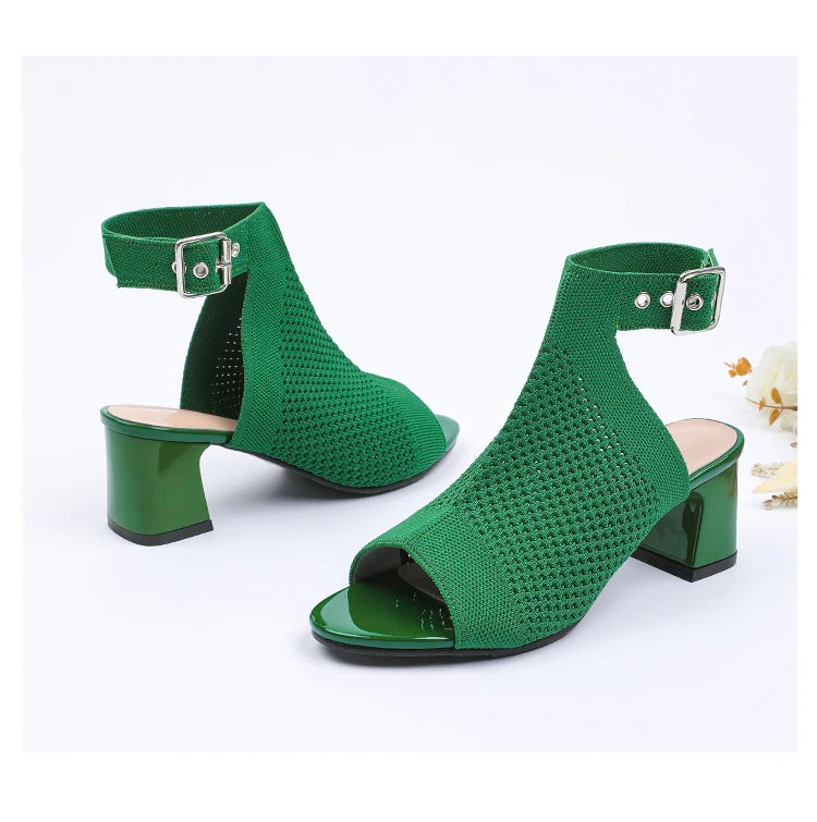 Chic Knit Peep Toe Sandals