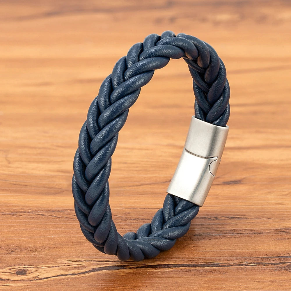 Braided Leather Cuff Bracelet for Men