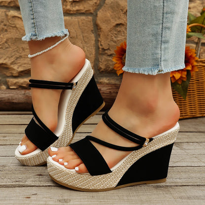 Luxe Woven Platform Wedge Sandals