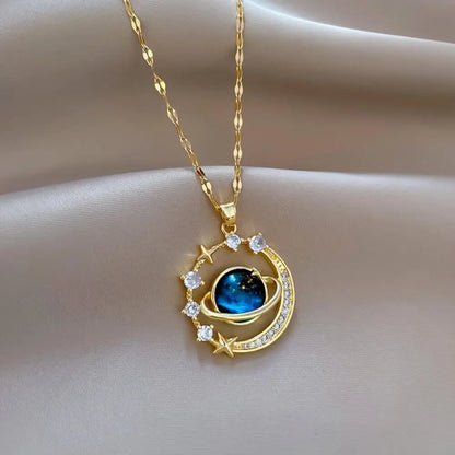 Celestial Zircon Moon Necklace