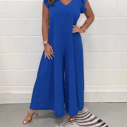 Elegant V-Neck Ruffle Jumpsuit