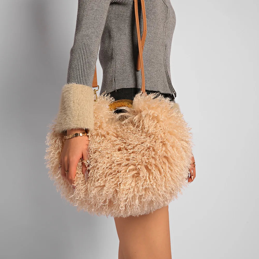 The Spice Girl Round Faux Fur Ring Bag