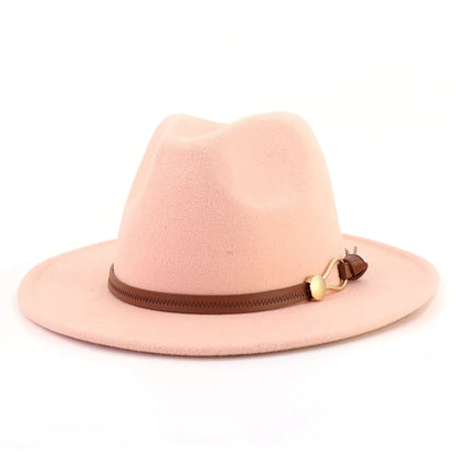 Belt Buckle Wide Brim Fedora Hat