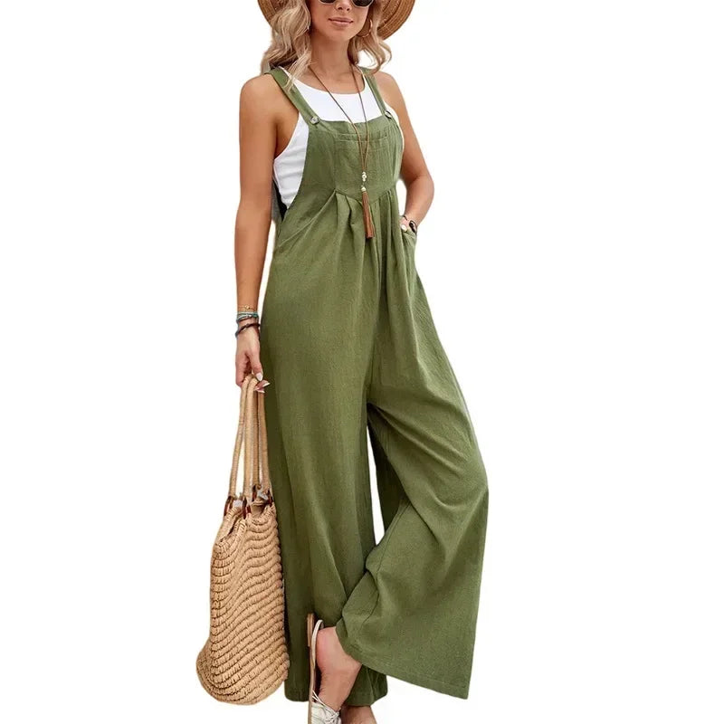 Wide Leg Loose Suspender Jumpsuit