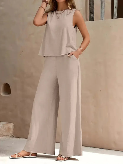 Serene Breeze Wide-Leg Two-Piece Set