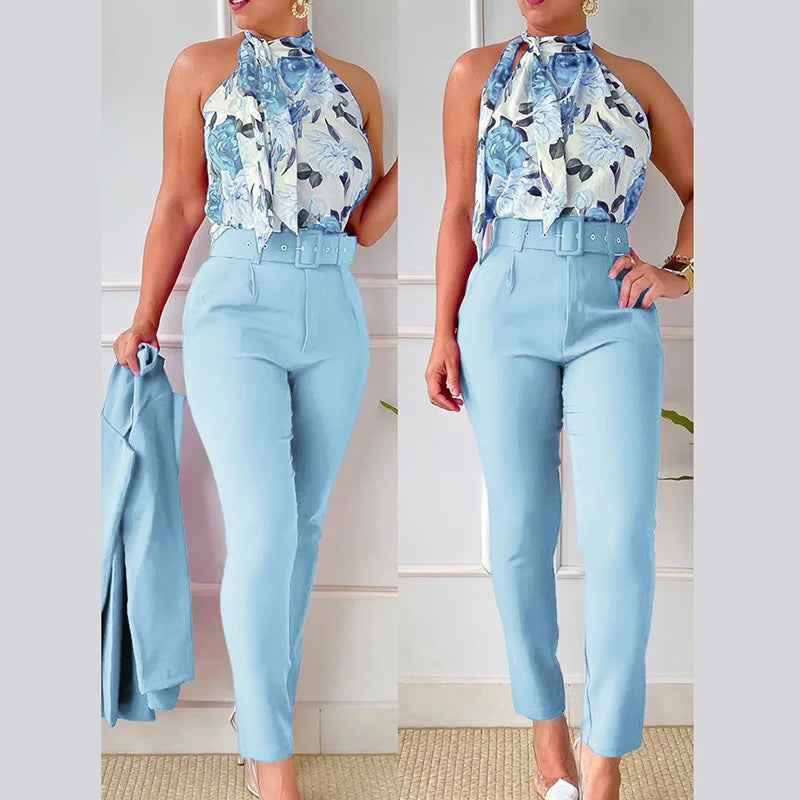 Chic Print Pantsuit Ensemble