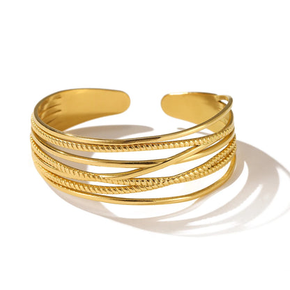 Multilayer Hollow Open Cuff Bracelet