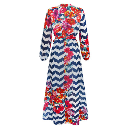 Women's Printed Wrap Maxi Dress