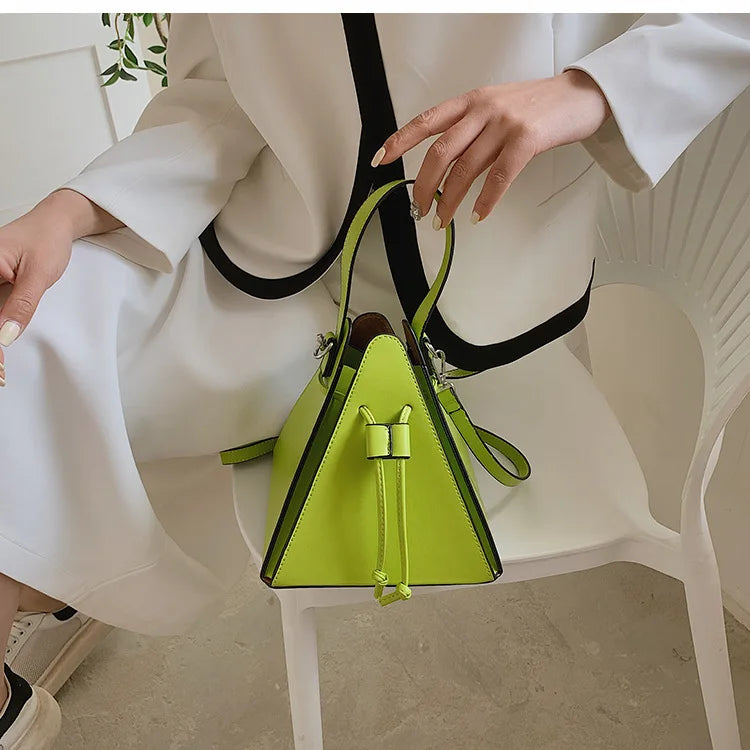 Geo Triangle Drawstring Bucket Bag