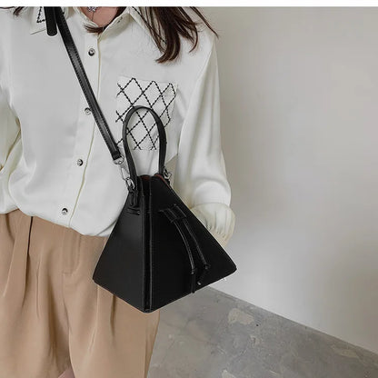 Geo Triangle Drawstring Bucket Bag