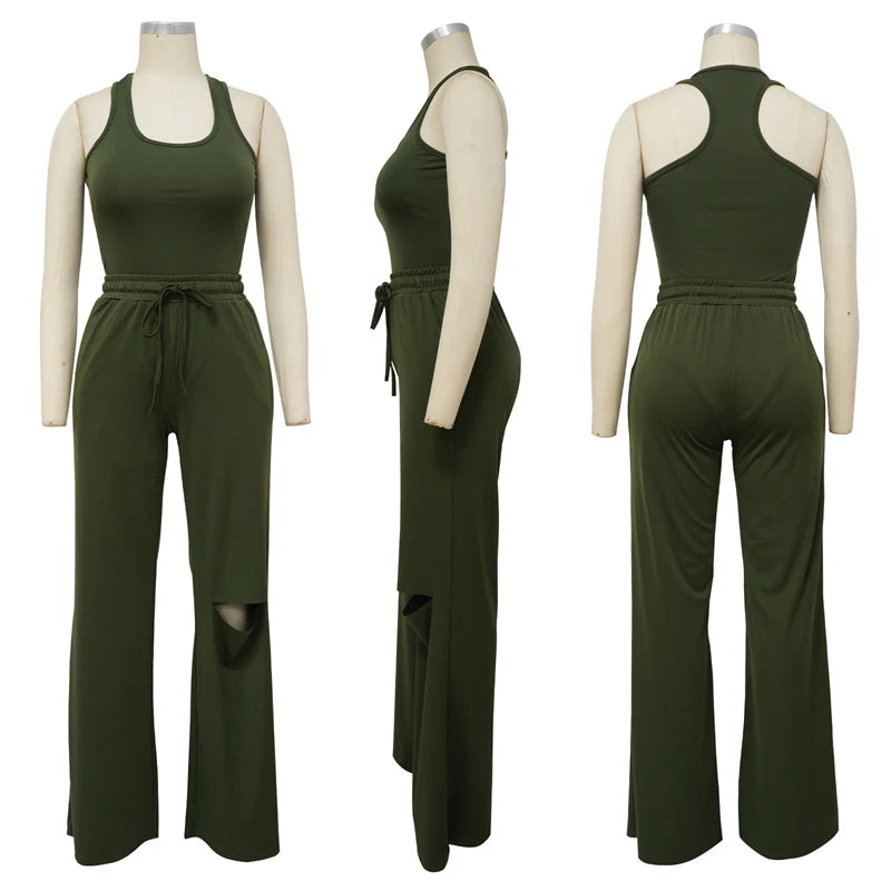 Casual Two Piece Wide Leg Set