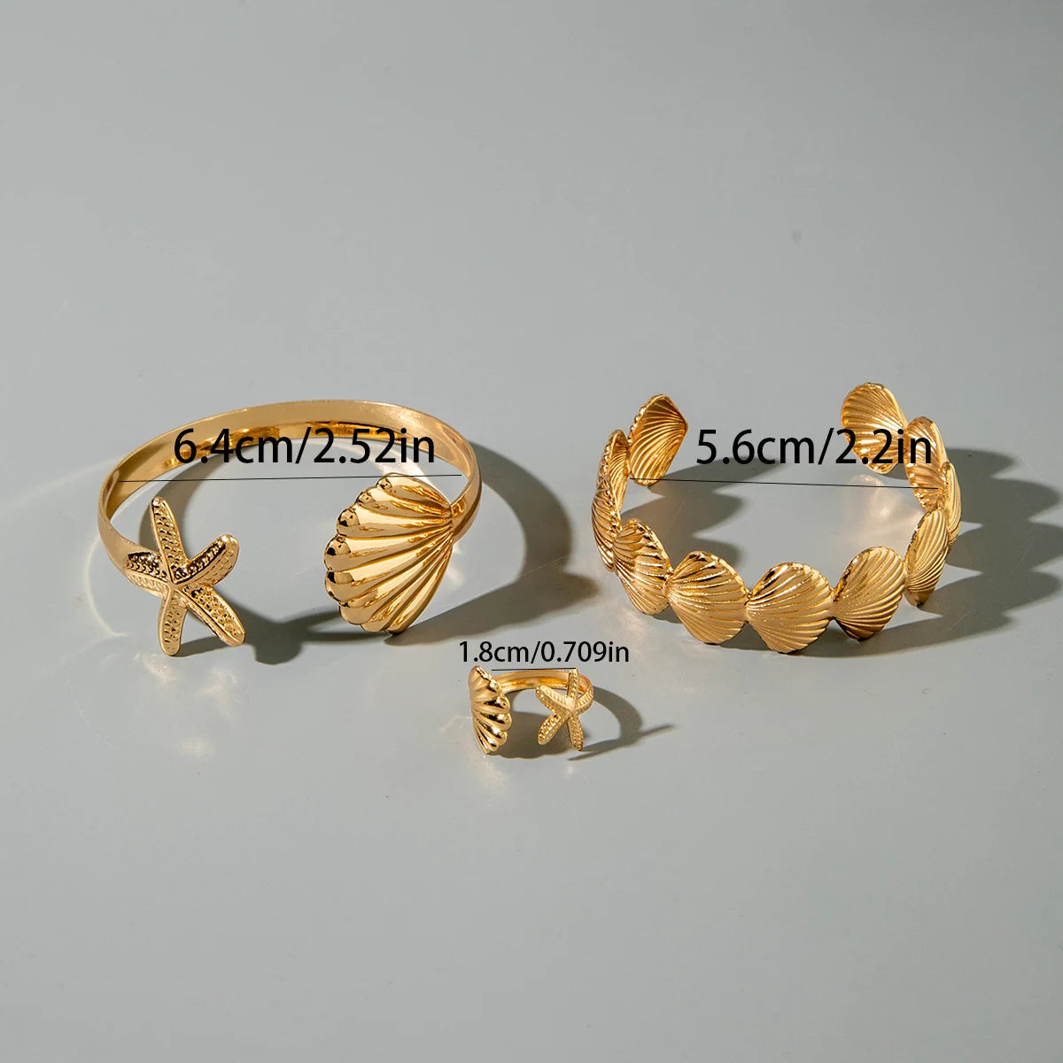 Sculptural Gold Open Cuff & Matching Ring Set