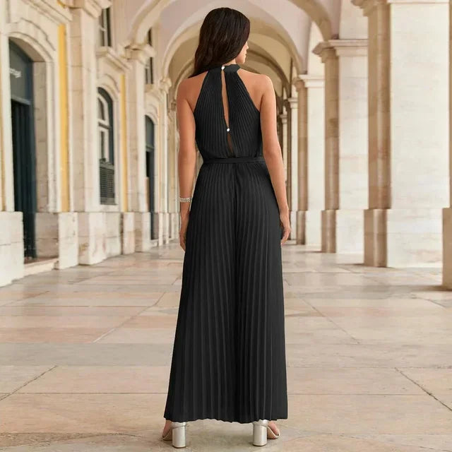 Stylish Halter Neck Wide-Leg Jumpsuit