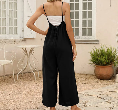 Elegant High Waist Suspender Jumpsuit