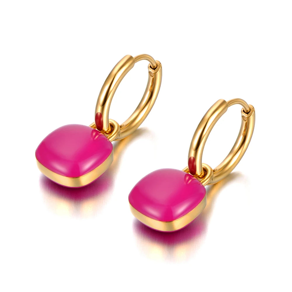 Colorblock Charm Hoop Earrings