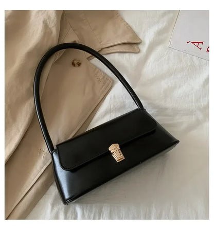 Minimalist Leather Baguette Shoulder Bag