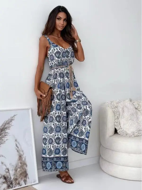 Boho Printed Wide-Leg Jumpsuit