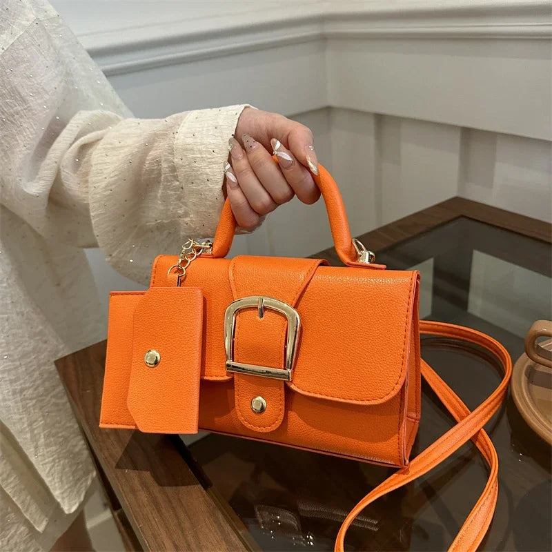 Structured Buckle Top-Handle Mini Bag