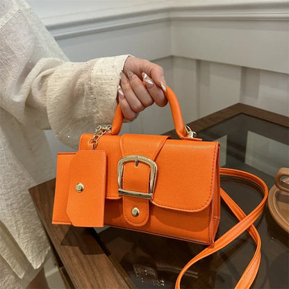 Structured Buckle Top-Handle Mini Bag