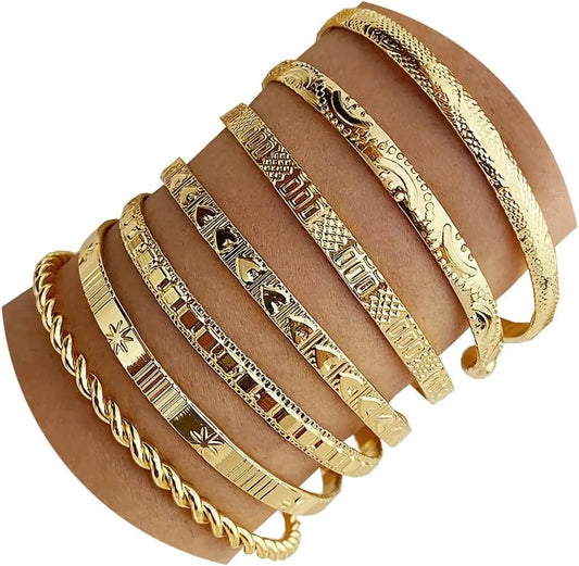 Modern Geometric Stackable Bangle Bracelet Set