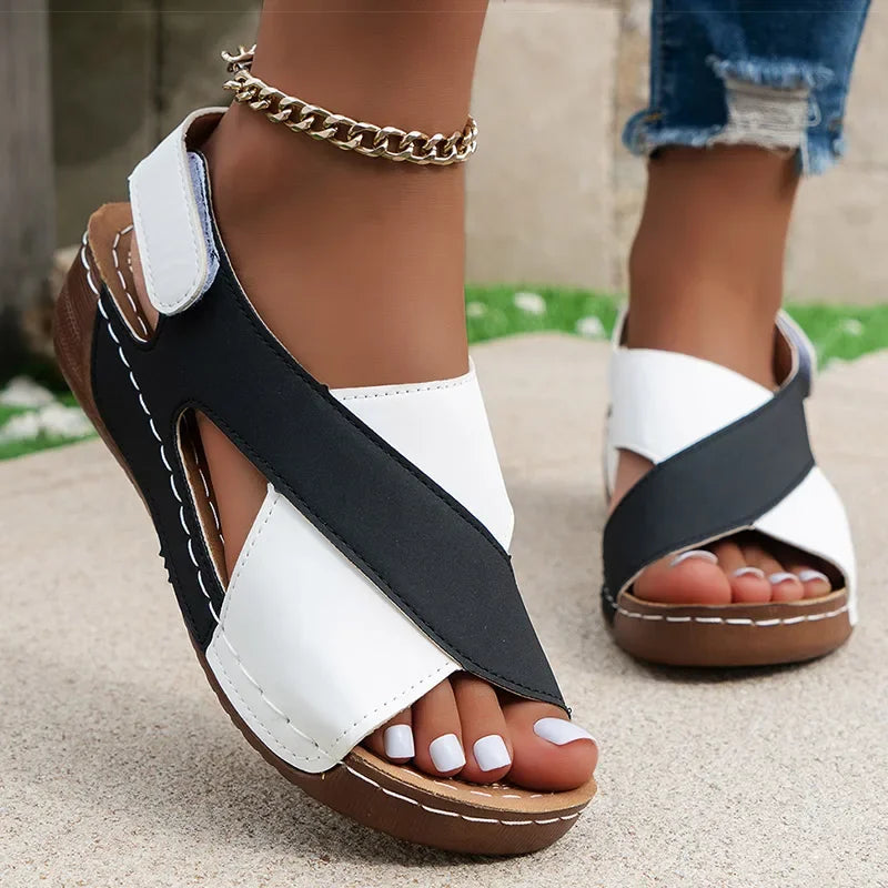 Casual Style Colorblock Wedge Sandals