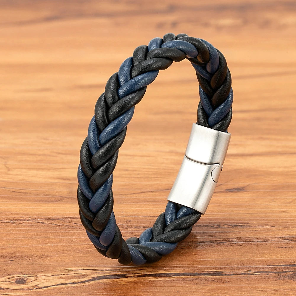 Braided Leather Cuff Bracelet for Men