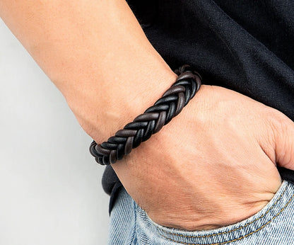 Braided Leather Cuff Bracelet for Men