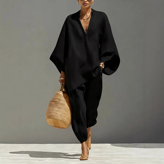 Dynamic Silhouette Linen-Blend Matching Set