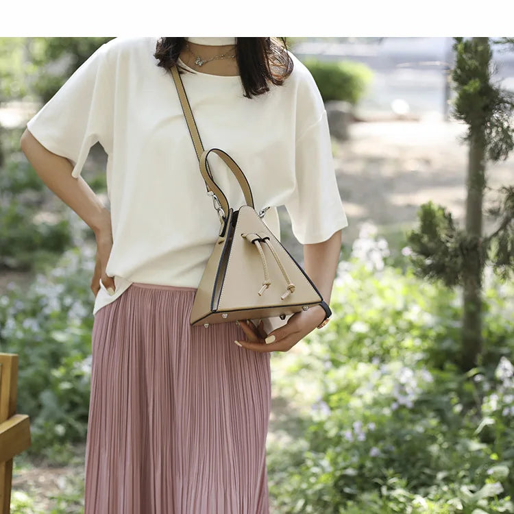 Geo Triangle Drawstring Bucket Bag