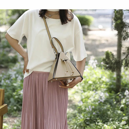 Geo Triangle Drawstring Bucket Bag