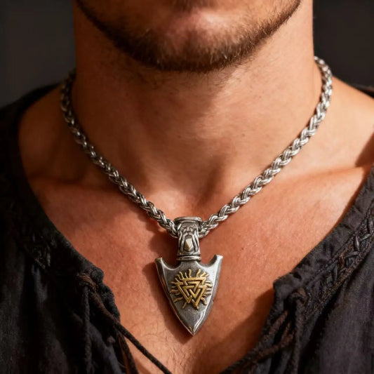 Viking Arrowhead Compass Pendant Necklace