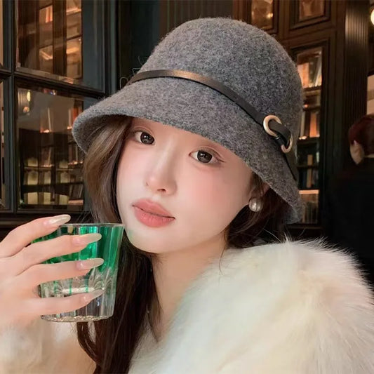 Chic Wool Buckle Cap