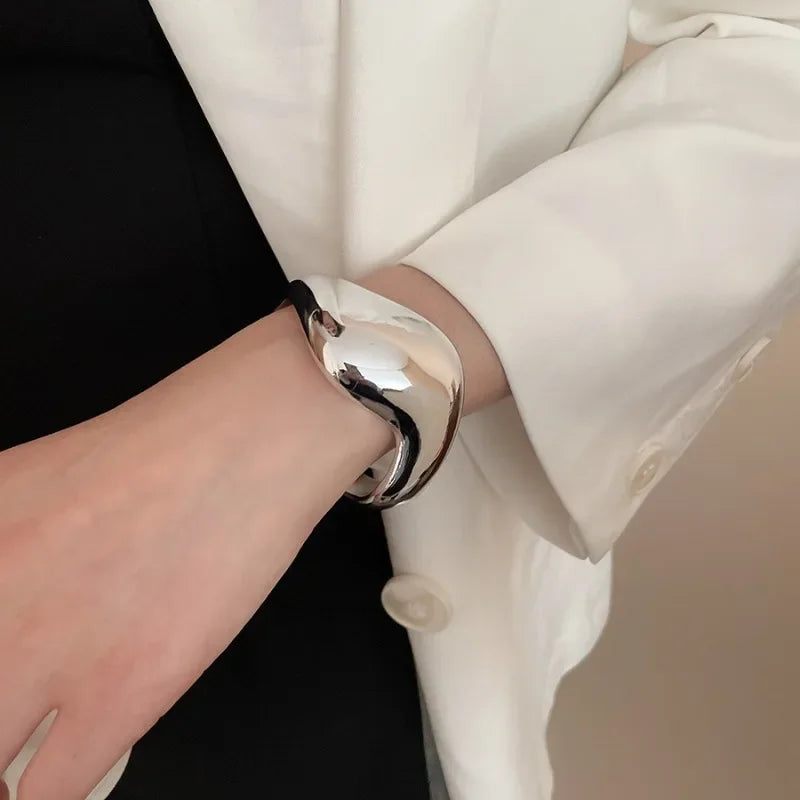 Irregular Geometric Glossy Opening Bangle