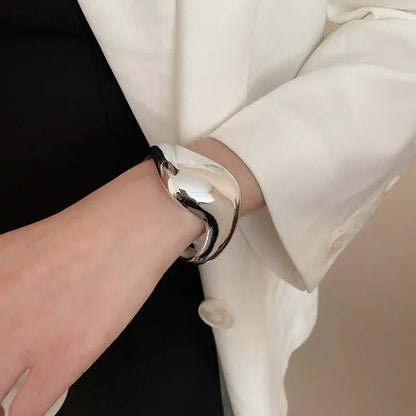 Irregular Geometric Glossy Opening Bangle